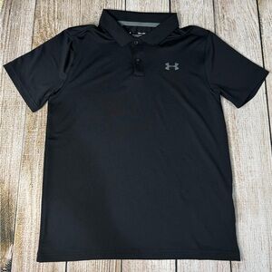 Pre-Loved Boy's Under Armour Polo Shirt Black HeatGear YXL